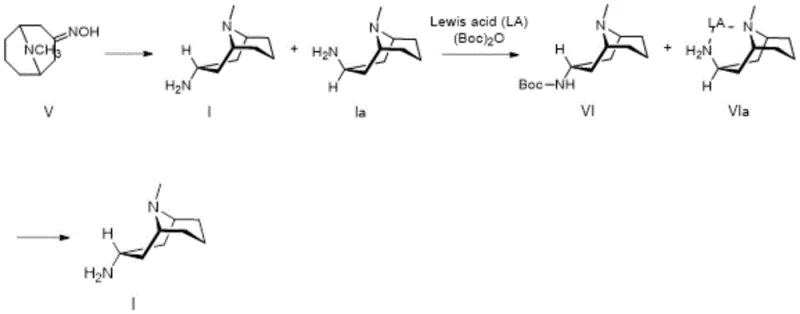 Purification pathway converting crude amine mixture to high purity 3-alpha-homotropylamine via Boc protection
