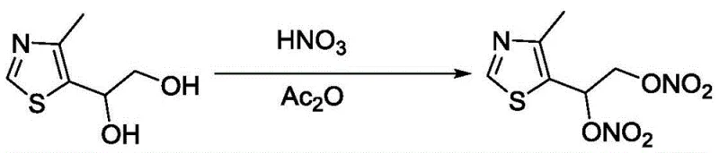 Comparative nitration of thiazole analogues showing poor yield (32%)