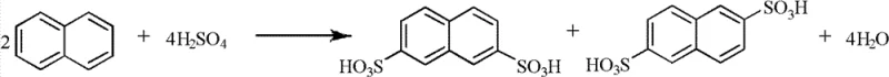 Sulfonation of naphthalene to 2,7-naphthalene disulfonic acid and 2,6-naphthalene disulfonic acid