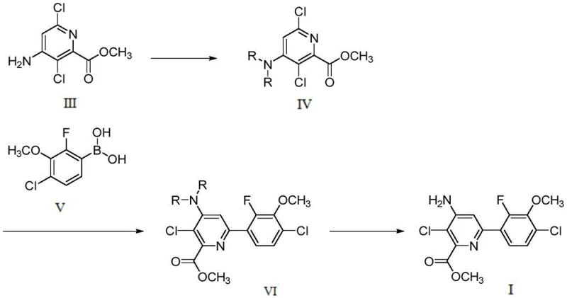 Novel synthesis route showing amino protection, Suzuki coupling, and deprotection steps