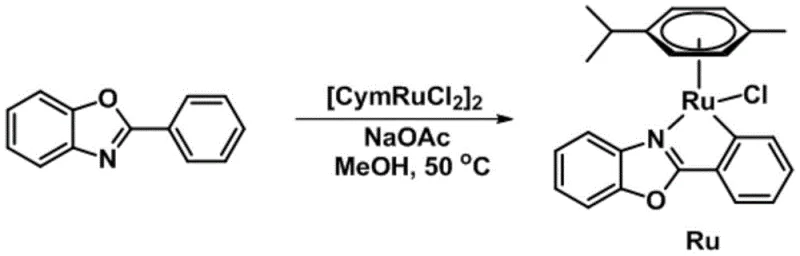 Synthesis reaction scheme of the half-sandwich ruthenium complex catalyst