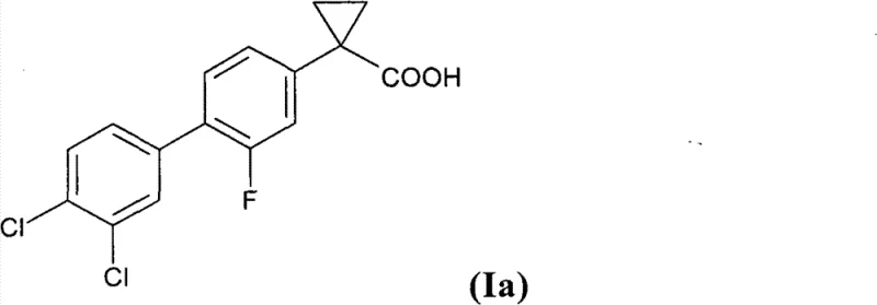 Chemical structure of specific compound 1-(3',4'-dichloro-2-fluoro[1,1'-biphenyl]-4-yl)-cyclopropanecarboxylic acid