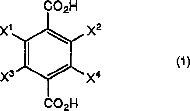 Chemical structure of halogen-substituted terephthalic acid starting material Formula 1