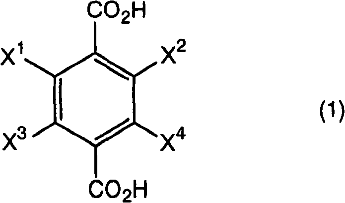 General structure of halogen-substituted terephthalic acid diester reactant