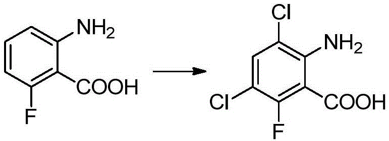 Specific synthesis example of 3,5-dichloro-2-amino-6-fluorobenzoic acid