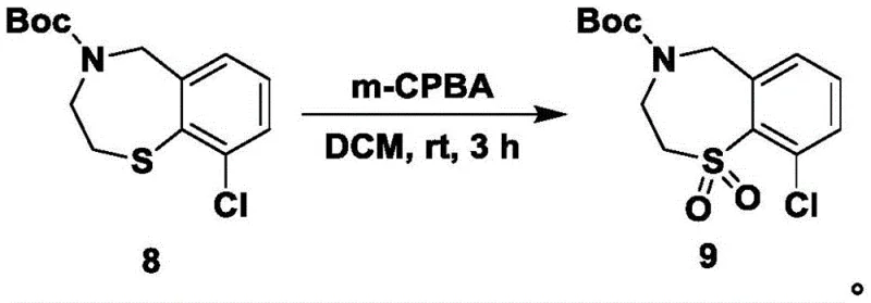 Selective oxidation of sulfur to sulfone using m-CPBA after amine protection
