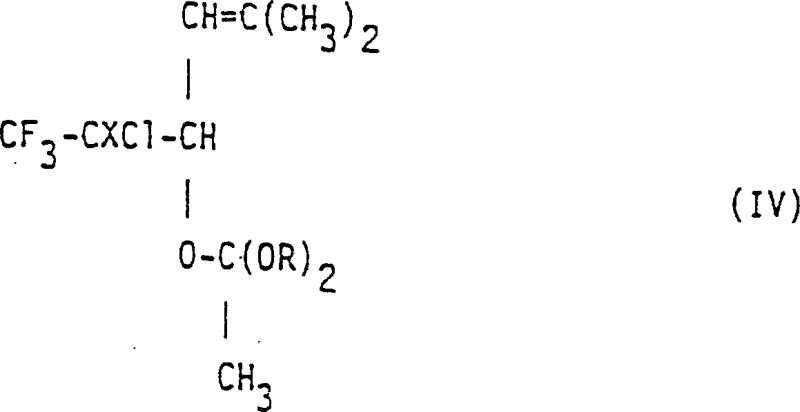 Chemical structure of Formula IV orthoester intermediate showing the trifluoromethyl and halogen substituents