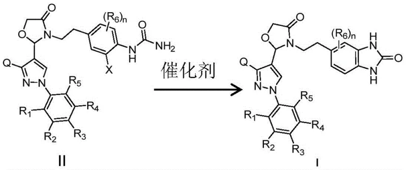 General reaction scheme for copper-catalyzed cyclization of Formula II to Formula I