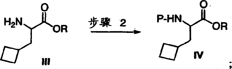 Protection of amine to form Boc-protected ester intermediate (Formula IV)
