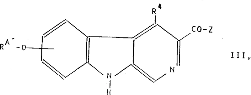 Formula III structure depicting the core beta-carboline scaffold with variable R groups for substitution