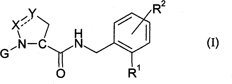 General Formula I of Novel Heterocyclic Carboxamides showing the core heterocyclic ring and benzylamine tetrazole moiety