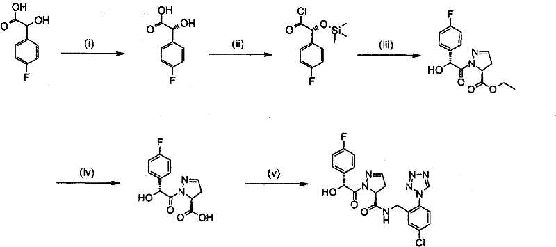 Synthetic Scheme for Example 1 showing the step-by-step preparation of the thrombin inhibitor