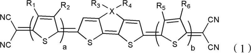 General chemical structure of heterocyclic quinone-type thiophene organic photoelectric material Formula 1