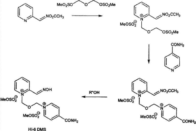 Preferred synthetic scheme showing O-protected P2A reacting with BSME followed by isonicotinamide addition and final deprotection