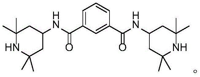 Chemical structure of N,N'-bis(2,2,6,6-tetramethyl-4-piperidyl)-1,3-benzenedicarboxamide hindered amine light stabilizer
