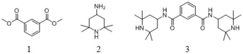 Novel COF-catalyzed synthesis route using dimethyl isophthalate and amine to form the target hindered amine stabilizer