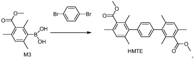Final Suzuki coupling step yielding Hexamethyl Terphenyl Dimethyl Ester