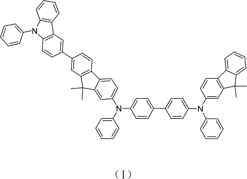 Chemical structure of the novel hole-transporting material showing the carbazole-fluorene hybrid architecture