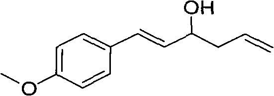 Representative molecular structure of synthesized homoallylic alcohol derivative from 4-methoxycinnamic aldehyde