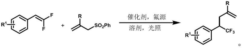 Core reaction scheme of the novel photocatalytic synthesis of homoallyltrifluoromethyl compounds