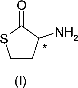 Chemical structure of racemic homocysteine-gamma-thiolactone showing the chiral center