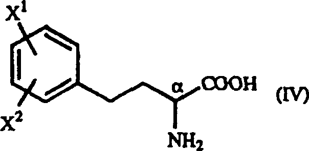 General chemical structure of optically active homophenylalanine derivatives (Formula IV)