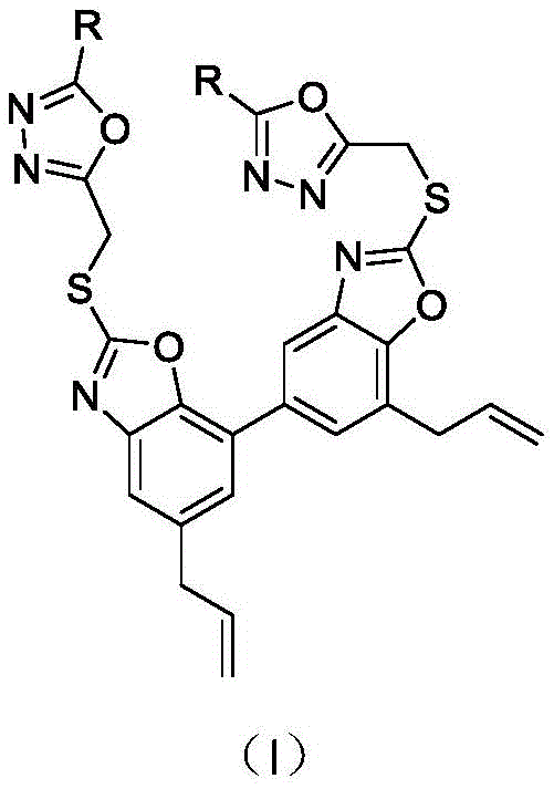 General chemical structure of honokiol thioether derivatives containing oxazole ring