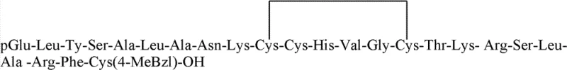 Final structure of the A-chain after side-chain deprotection ready for ligation