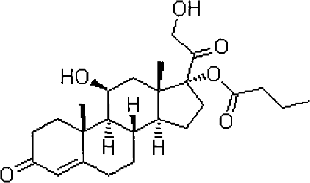 Chemical structure of Hydrocortisone Butyrate showing the 17-alpha ester configuration