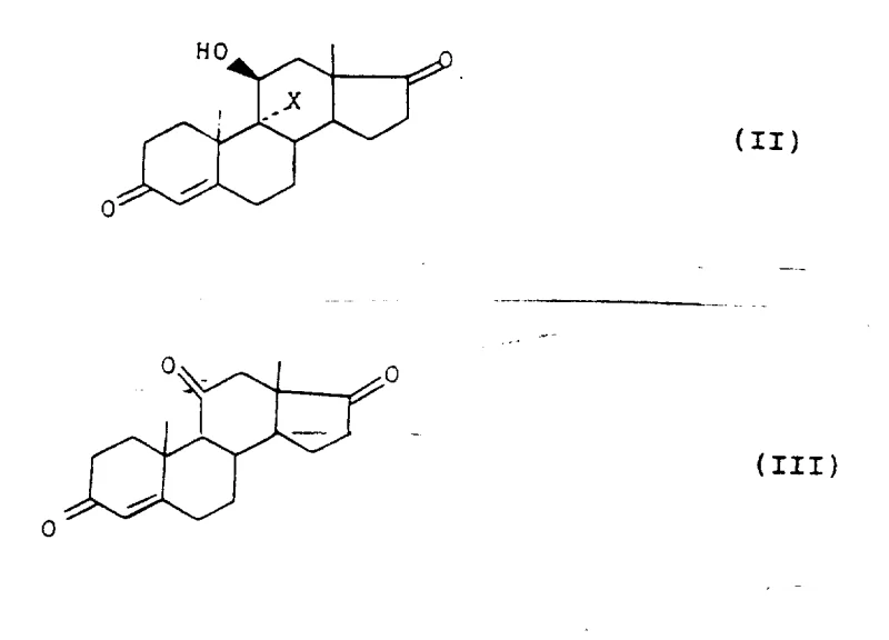 Reaction scheme showing the rearrangement of halohydrin Formula II to 11-keto Formula III