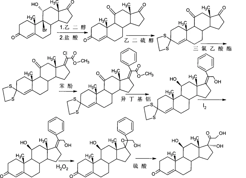 Detailed reaction mechanism showing bromination, debromination, iodination, substitution and hydrolysis steps