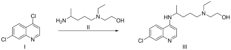 Prior art synthesis routes for Hydroxychloroquine highlighting the use of toxic phenol and high-pressure conditions