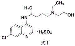 Chemical structure of Hydroxychloroquine Sulfate (Formula I) showing the core quinoline ring and side chain