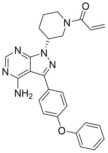 Chemical structure of Ibrutinib showing the core pyrazolo-pyrimidine and piperidine moieties