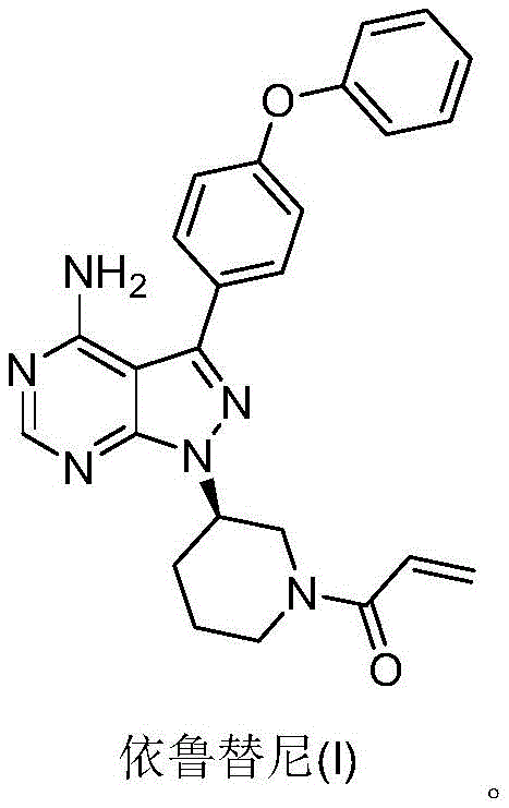 Chemical structure of Ibrutinib showing the pyrazolo-pyrimidine core and piperidine ring