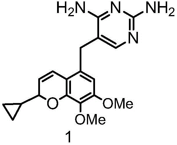 Chemical structure of Iclaprim (Elaprine), the target antibiotic drug