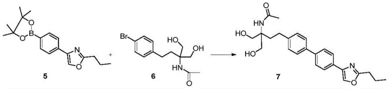 Suzuki coupling reaction between intermediate 5 and 6 to form compound 7
