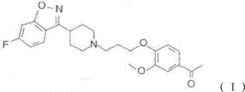 Chemical structure of Iloperidone (Formula I), the target antipsychotic API