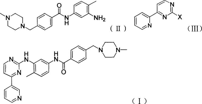General reaction scheme for Imatinib synthesis using alkali metal bases and halopyrimidine