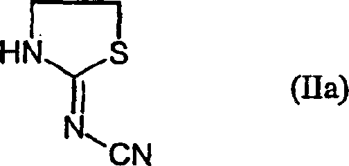 Structure of Formula IIa (2-cyanoiminothiazolidine), the nucleophilic starting material