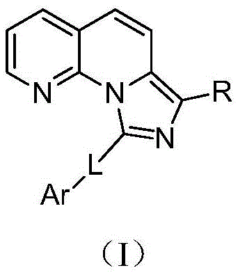 General chemical structure of imidazo[1,5-a][1,8]naphthyridine derivatives for OLED applications