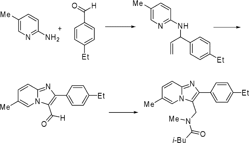 Synthetic route for Necopidem demonstrating the application of the imidazo[1,2-a]pyridine intermediate