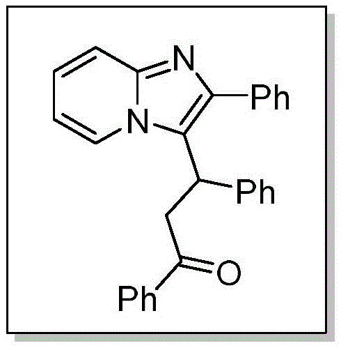 Chemical structure of the Michael addition product featuring the imidazo[1,2-a]pyridine core linked to a ketone chain