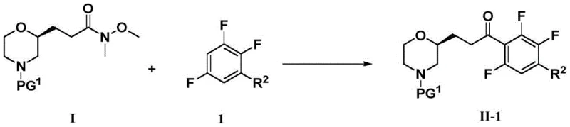 Regioselective acylation reaction scheme using LDA and Weinreb amide