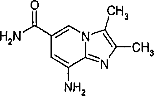 Structure of 8-amino-2,3-dimethylimidazo[1,2-a]pyridine-6-carboxamide demonstrating the amide variant