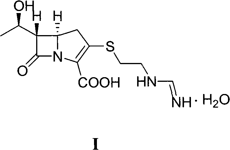 Chemical structure of Imipenem (I) showing the carbapenem core and side chain
