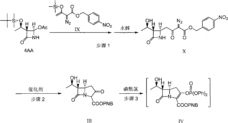 Detailed reaction mechanism for steps 3 and 4 showing phosphorylation, clathrate formation, and hydrogenation