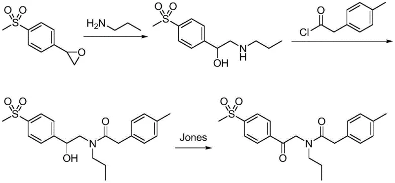 Conventional synthetic route for Imrecoxib utilizing toxic Jones oxidation and complex multi-step sequences