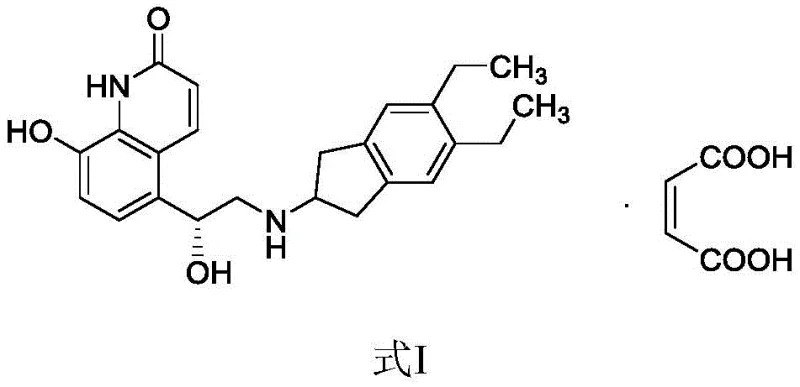 Chemical structure of Indacaterol Maleate (Formula I) showing the final API salt form