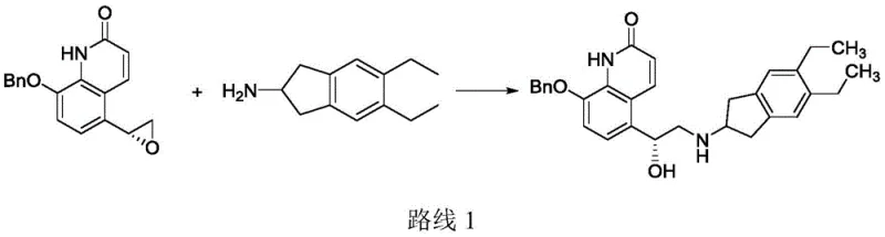 Prior art synthesis Route 1 utilizing epoxide opening which generates significant impurities